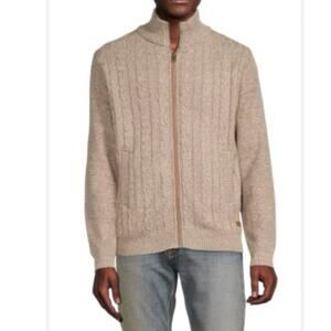 Buffalo David Bitton Men's Tan Walkley Faux Fur Lined Cable Knit Sweater Sz 3XL
